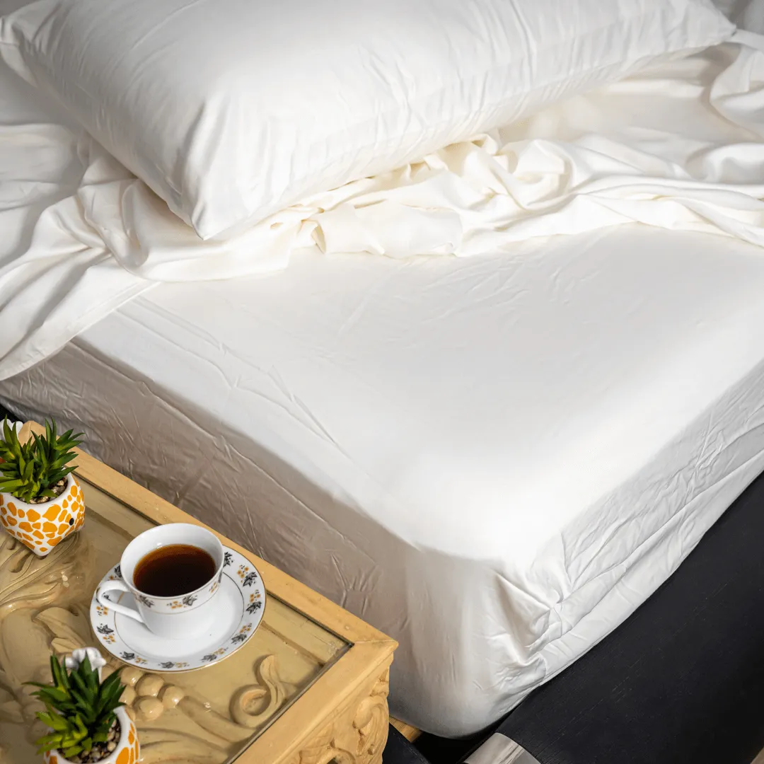 100% Eucalyptus Lyocell Bedsheet Set I White I King