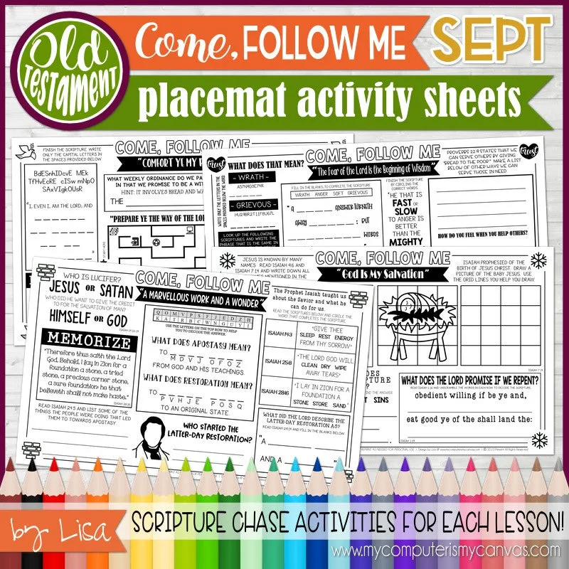 2022 CFM Placemat Activity Sheets "PRE-ORDER" BUNDLE {JAN-DEC} PRINTABLE