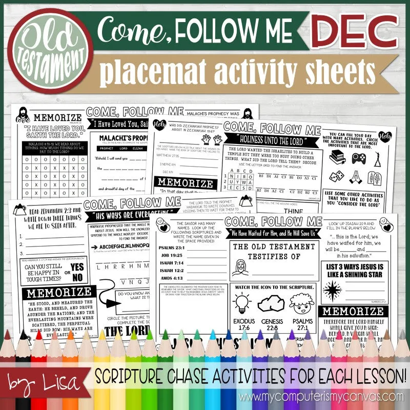 2022 CFM Placemat Activity Sheets "PRE-ORDER" BUNDLE {JAN-DEC} PRINTABLE