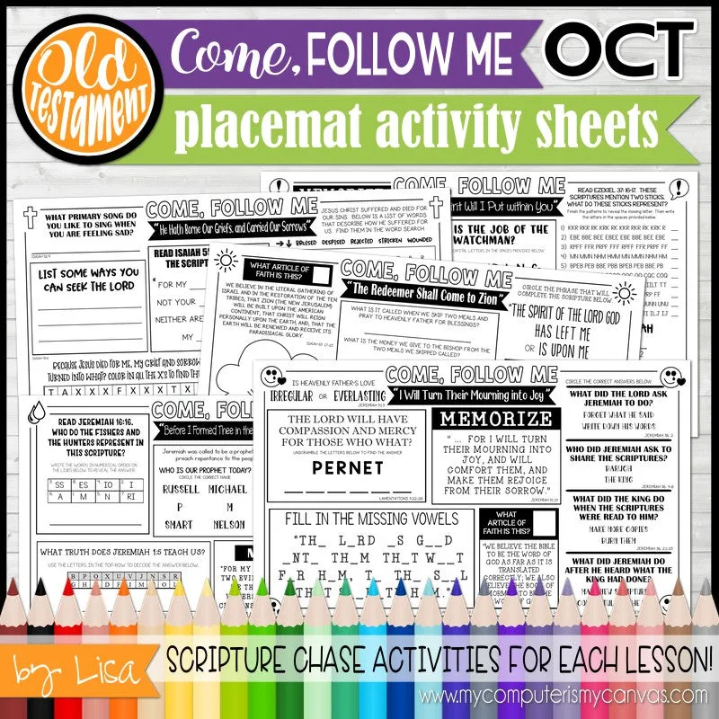 2022 CFM Placemat Activity Sheets "PRE-ORDER" BUNDLE {JAN-DEC} PRINTABLE