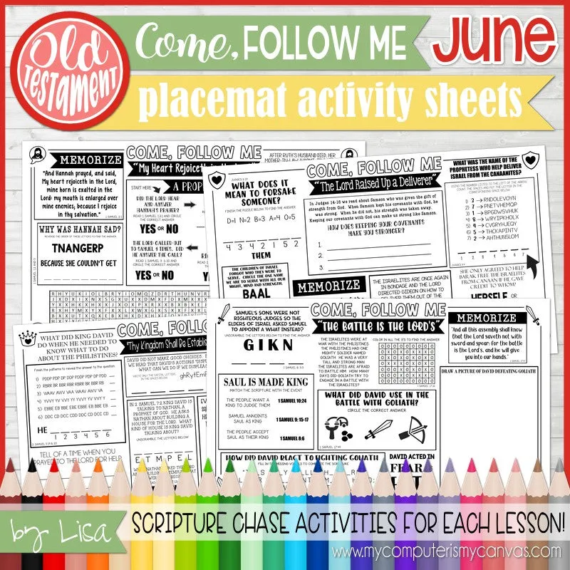 2022 CFM Placemat Activity Sheets "PRE-ORDER" BUNDLE {JAN-DEC} PRINTABLE