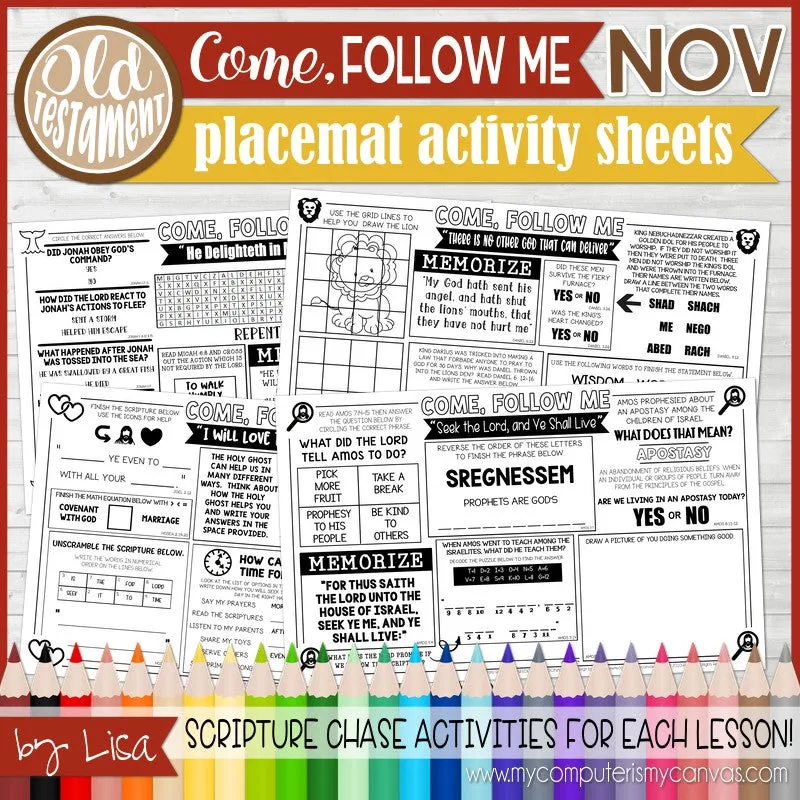 2022 CFM Placemat Activity Sheets "PRE-ORDER" BUNDLE {JAN-DEC} PRINTABLE