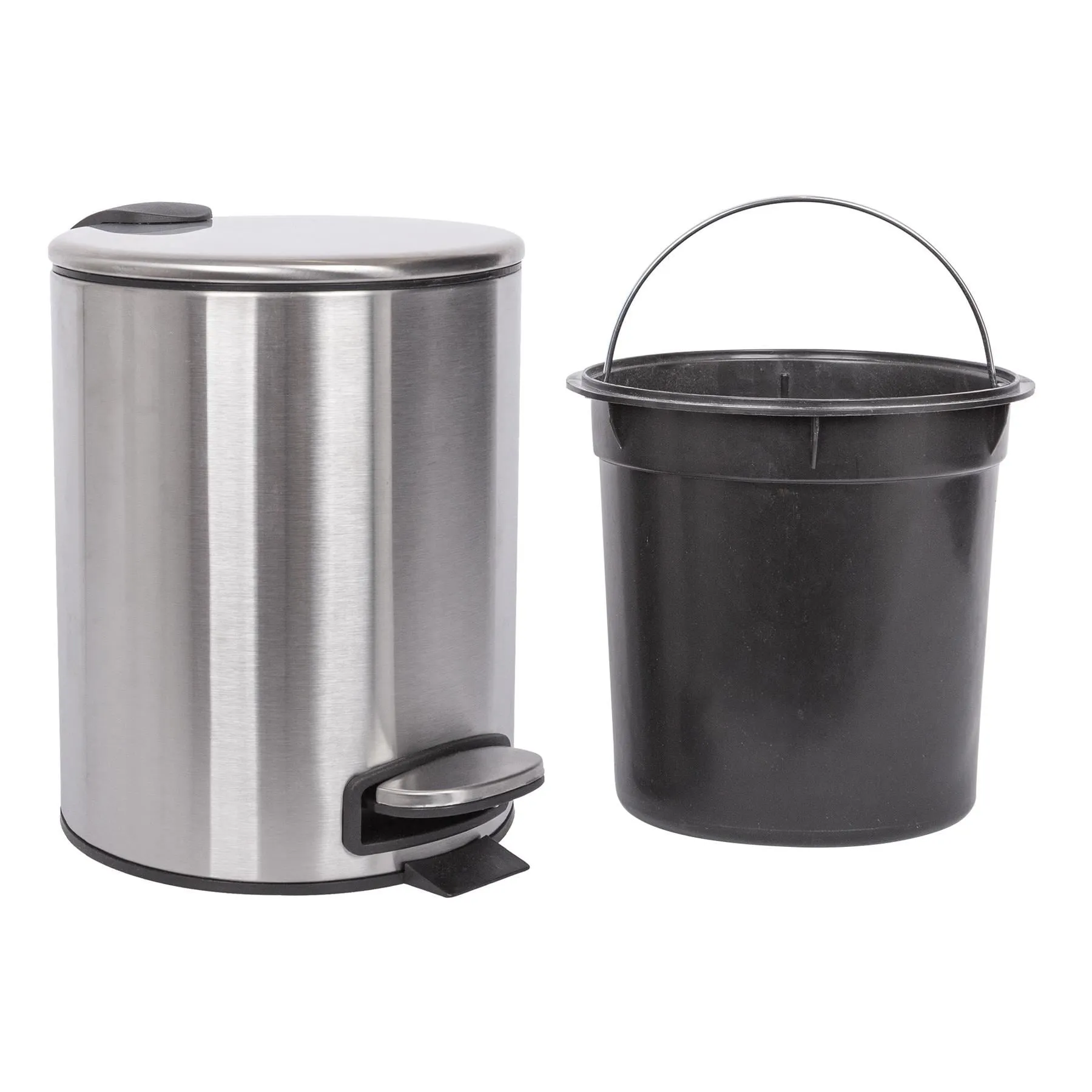 2pc 5L Round Stainless Steel Toilet Brush & Bin Set - By Harbour Housewares