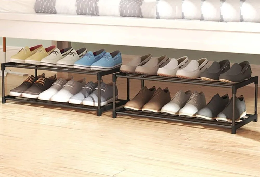 4-Tier Stainless Steel Shoe Rack Storage Organizer | Holds up to 15 Pairs of Shoes | 55cm, Black