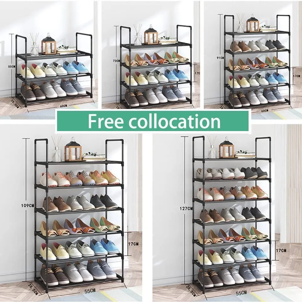 4-Tier Stainless Steel Shoe Rack Storage Organizer | Holds up to 20 Pairs of Shoes | 80cm, Black