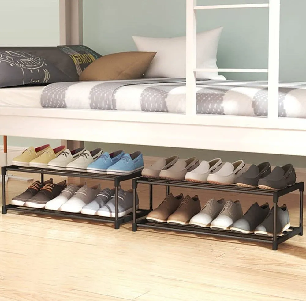 4-Tier Stainless Steel Shoe Rack Storage Organizer | Holds up to 20 Pairs of Shoes | 80cm, Black