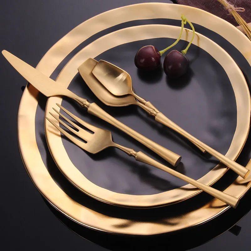 A Gold Dinnerware Of Stainless Steel Cutlery Set With Forks Knives Spoons For A Christmas Gift