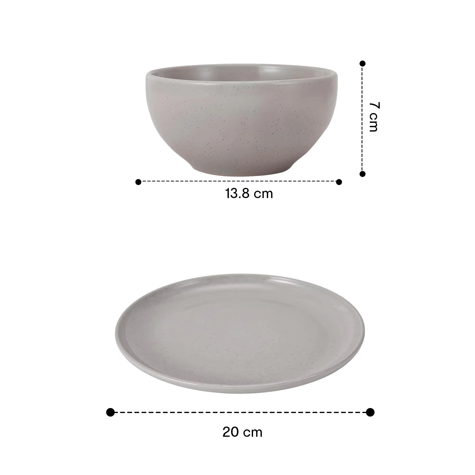 Anko Glazed Stoneware 12 pcs Dinner Set | Premium Crockery for Dining Table, Home, Restaurant, Gifting | Aesthetic Tableware Service Set for 6 | 6 Bowls (5.5"), 6 Side Plates (7"), Speckled White