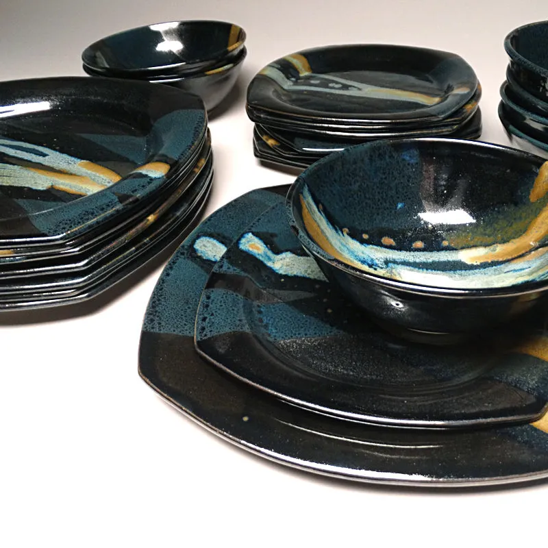 Black and Teal Dinnerware