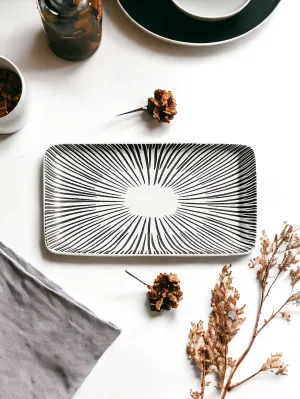 Black And White Ceramic Dash Medium Tray