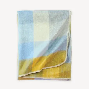 Blanket Large Throw Gold/Blue Check