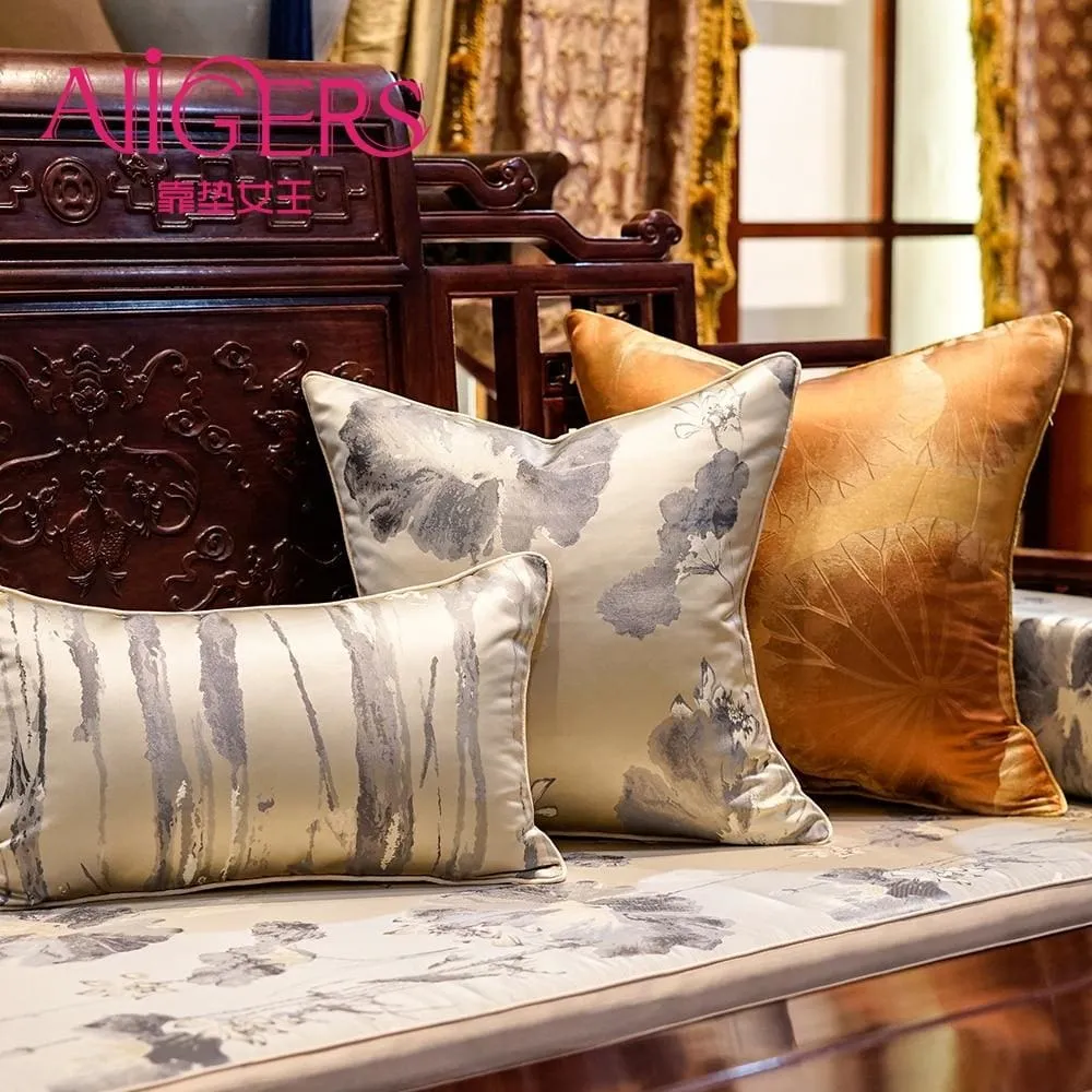 Chinese Style White Orange Cushion Covers