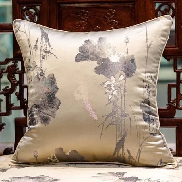 Chinese Style White Orange Cushion Covers