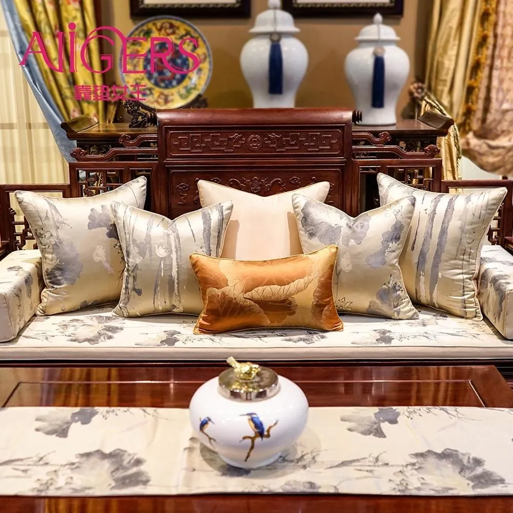 Chinese Style White Orange Cushion Covers