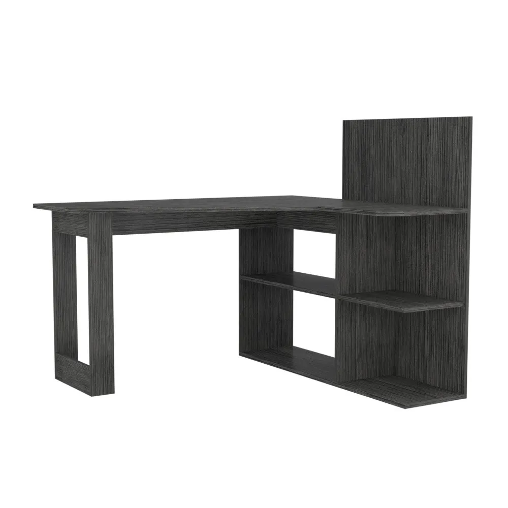 Computer Desk Mohave, Five Open Shelves, Smokey Oak Finish