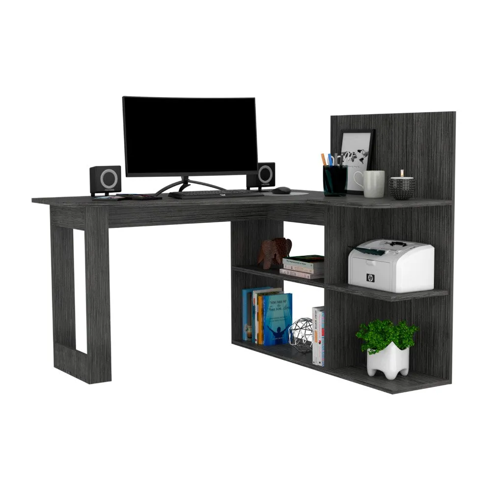 Computer Desk Mohave, Five Open Shelves, Smokey Oak Finish
