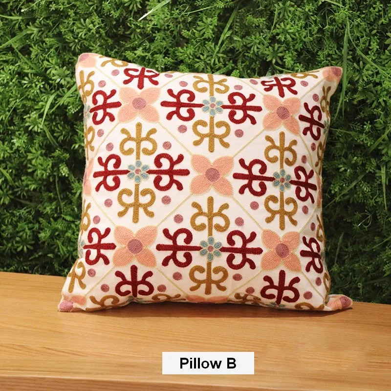 Cotton Flower Decorative Pillows, Decorative Sofa Pillows, Embroider Flower Cotton Pillow Covers, Farmhouse Decorative Throw Pillows for Couch