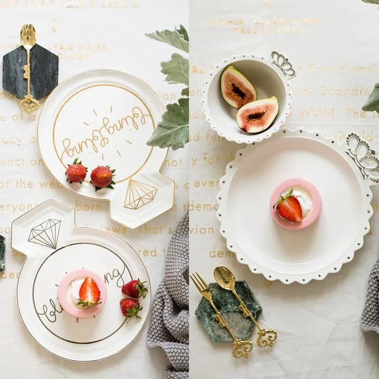 Diamond Ring Shaped Porcelain Dinnerware Set