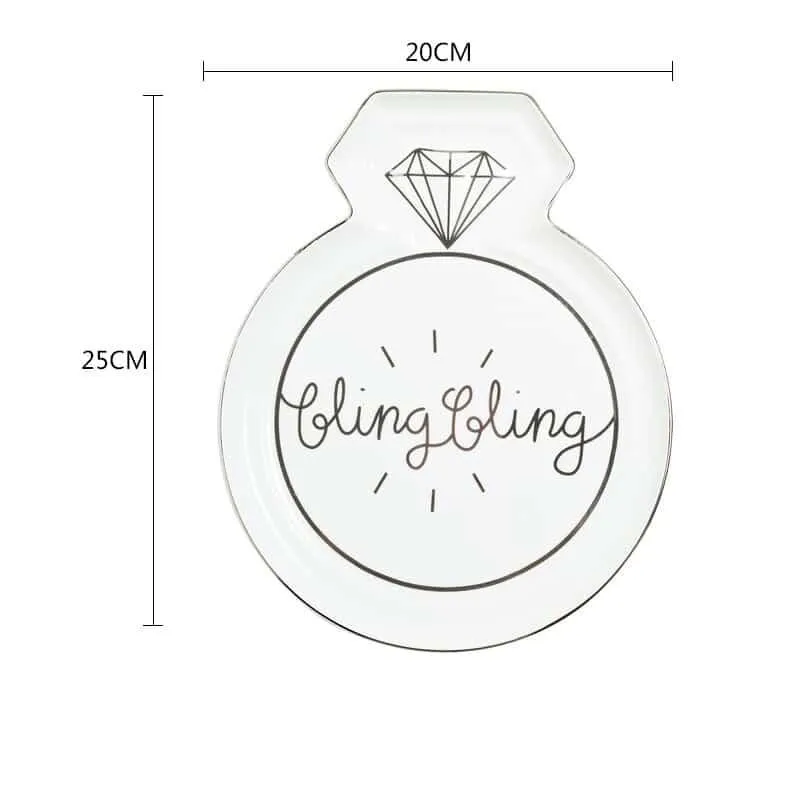 Diamond Ring Shaped Porcelain Dinnerware Set