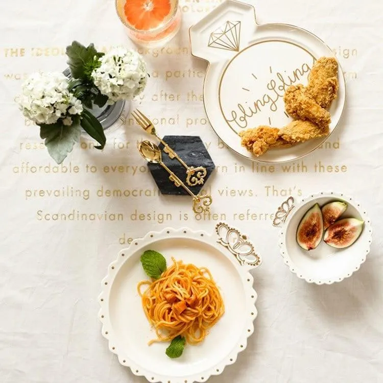 Diamond Ring Shaped Porcelain Dinnerware Set