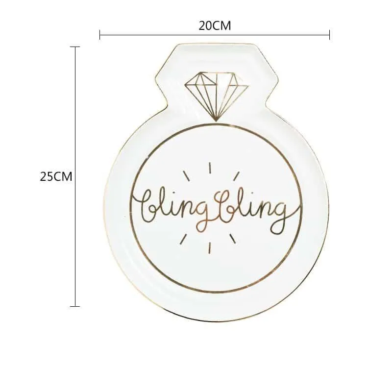 Diamond Ring Shaped Porcelain Dinnerware Set