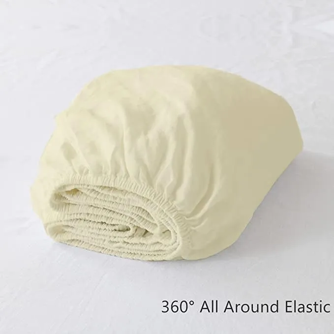 EDMUND - Super Soft Elastic Fitted Bedsheet with Pillow Covers Single Bed (36" X 78"  8") Fitted Bedsheet Machine Washable Cotton Finished Elastic Bedsheet Single Bed | Ivory
