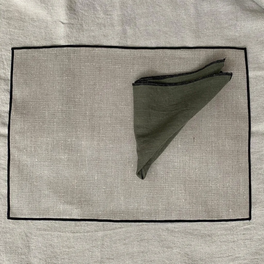 Four Stone Washed Linen Placements with Wipeable Coating