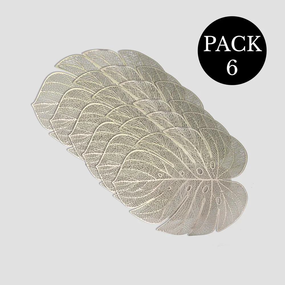 Golden Leaf Design Stylish Table Mat- Pack of 6