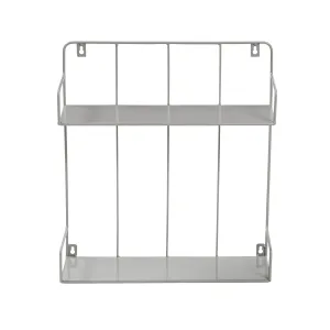 Gray 2-Tier Metal Accent Shelf