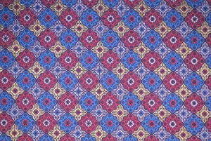 Indian Print Medallions Blue, Rose & Gold on Purple