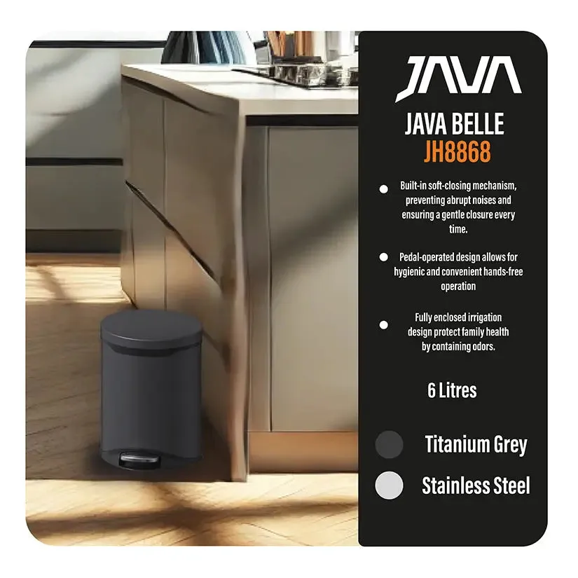 JAVA Dustbin | BELLE | JH8868 | 6L | Step Bin | Soft Closing | Trash Bin | Dustbin for Kitchen