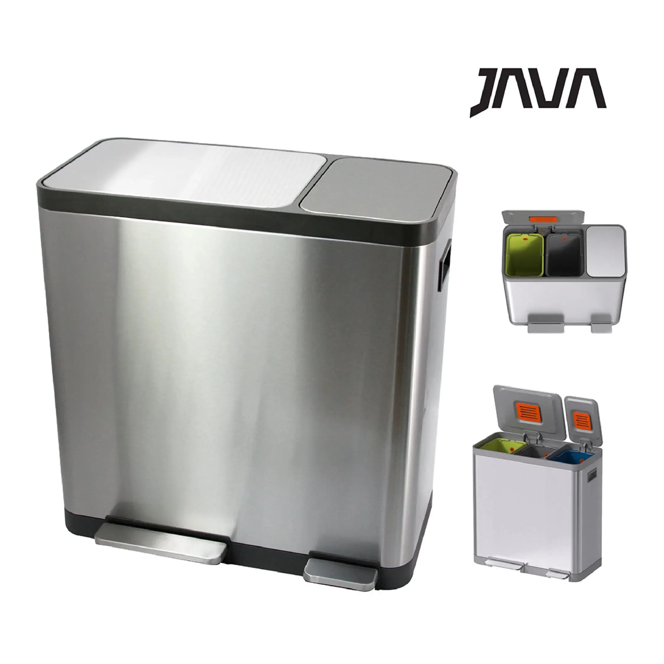 JAVA Recycling Bin | NAFISI | JH8870 | 16L 16L 16L | Triple Liner | Trash Bin | Waste Bin