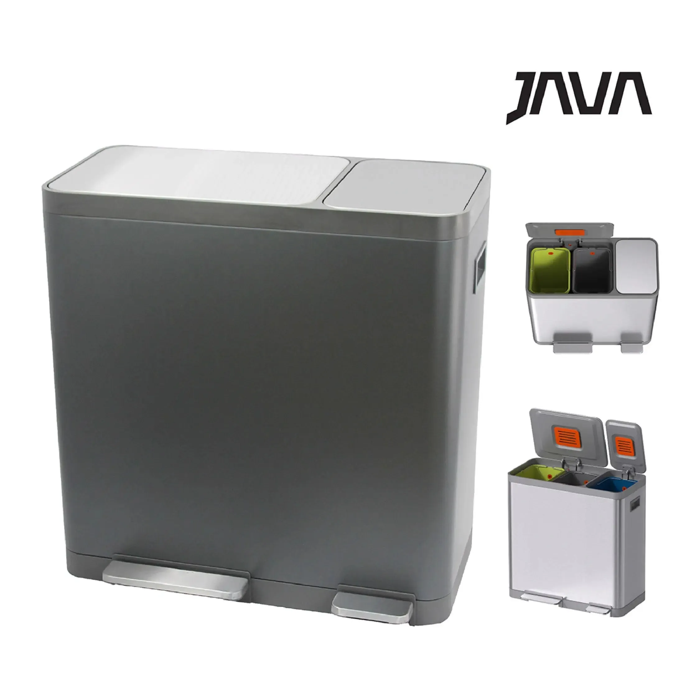 JAVA Recycling Bin | NAFISI | JH8870 | 16L 16L 16L | Triple Liner | Trash Bin | Waste Bin