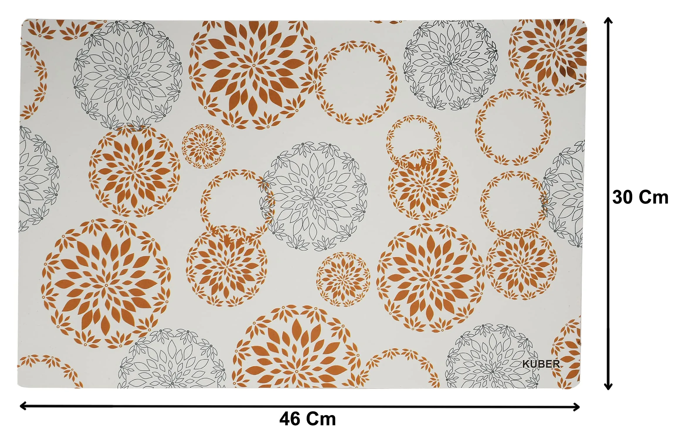 Kuber Industries Design 6 Pieces PVC PVC 6 Piece Dining Table Placemat Set,White, Standard (Hs_37_Kubmart020139, Polyvinyl Chloride)