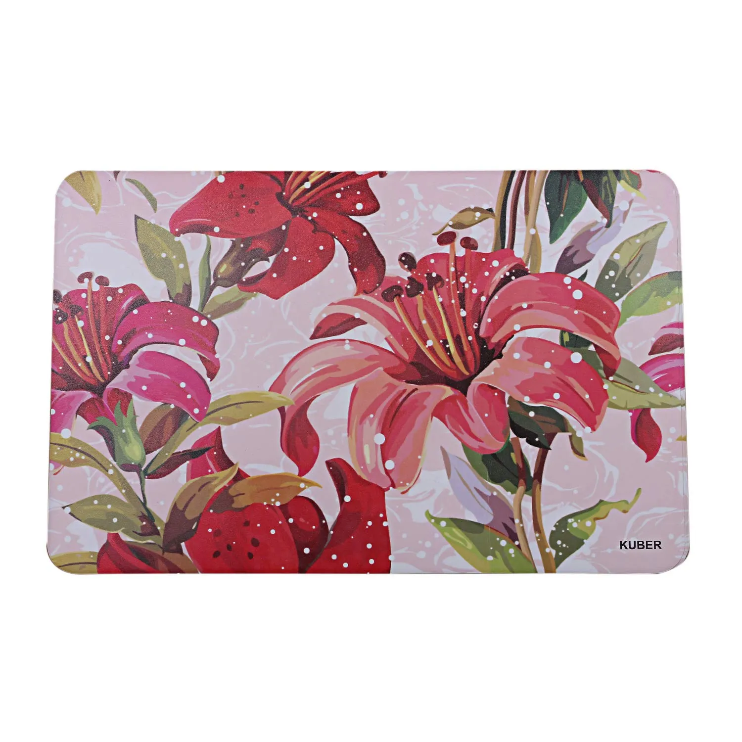 Kuber Industries Flower Design PVC 6 Pieces Dining Table Placemat Set (Pink, Ctktc13698, Standard, Polyvinyl Chloride)