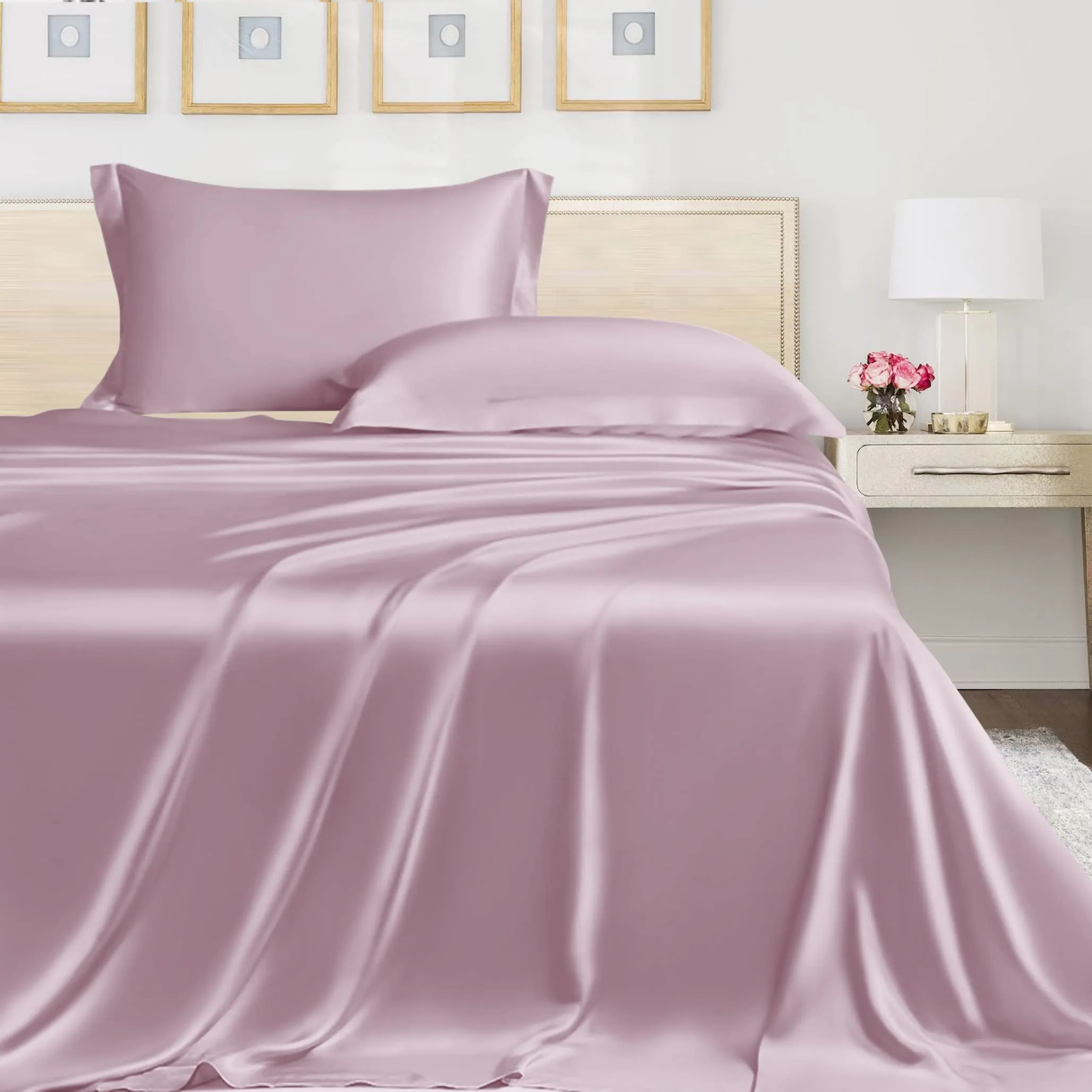 Linenwalas Single Bedsheet with Pillow Cover | 400TC Thread Count Softest Long Staple 100% Cotton Silky Soft Bedsheet for Single Bed - Single (60”x90”) - Lilac