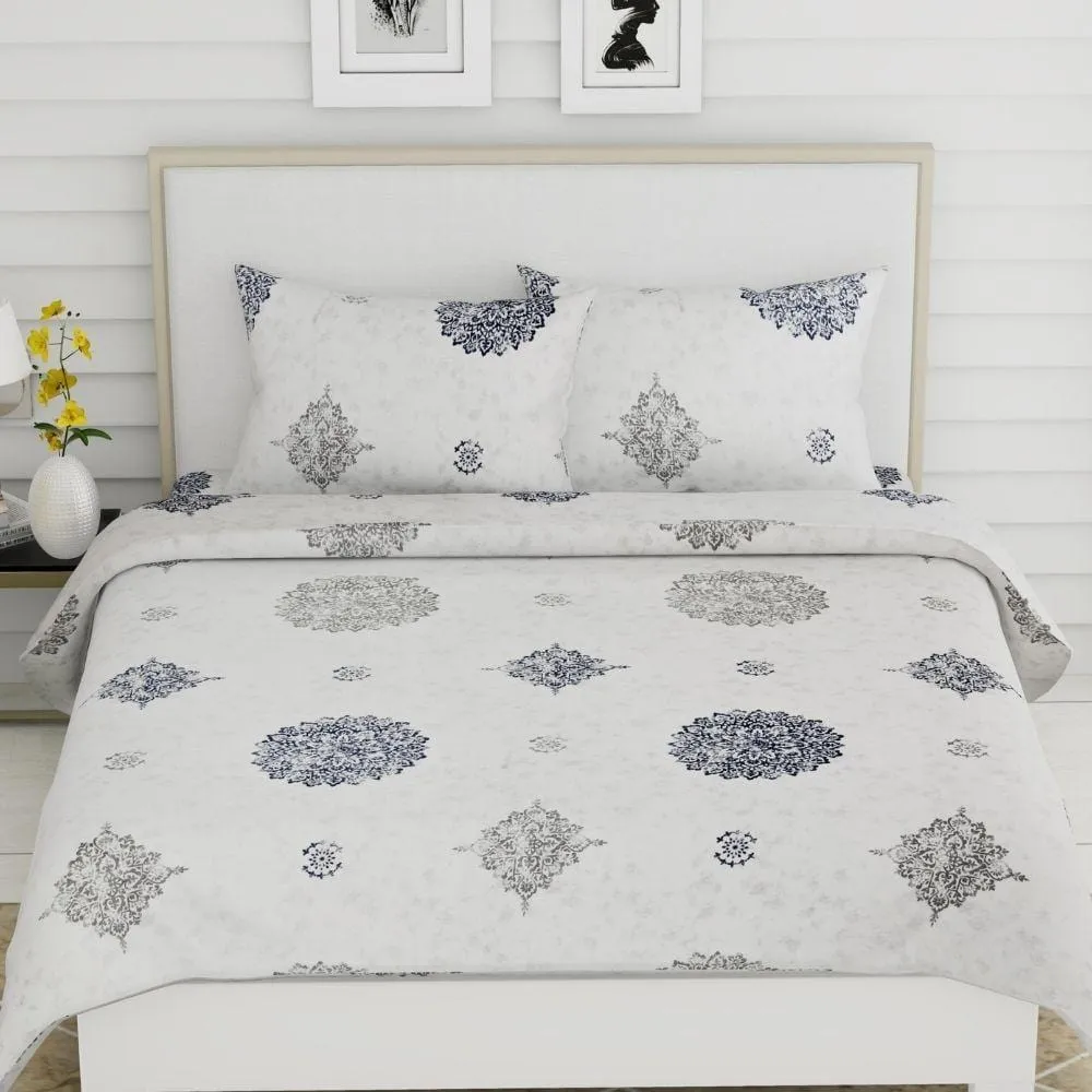 Luxurious Satin Print, 100% King Size Bedsheet, 300 TC, Monochrome