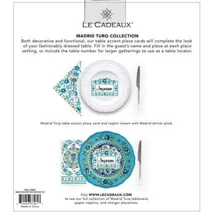 Madrid Turquoise Charger Placemats, Place Cards, Napkins & Coasters