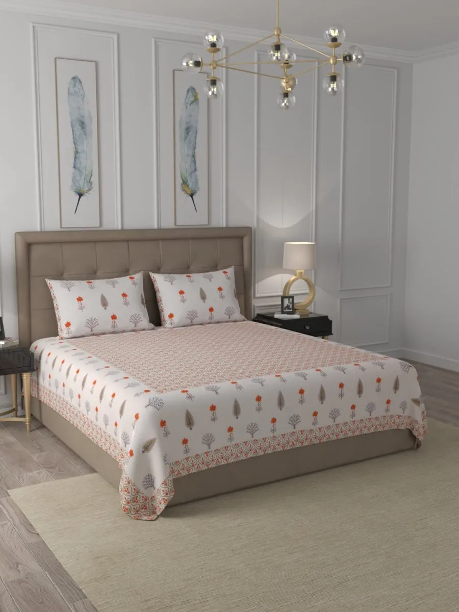 Multicolor Elegant Hand Block Print Cotton Super King Size Bedding Set