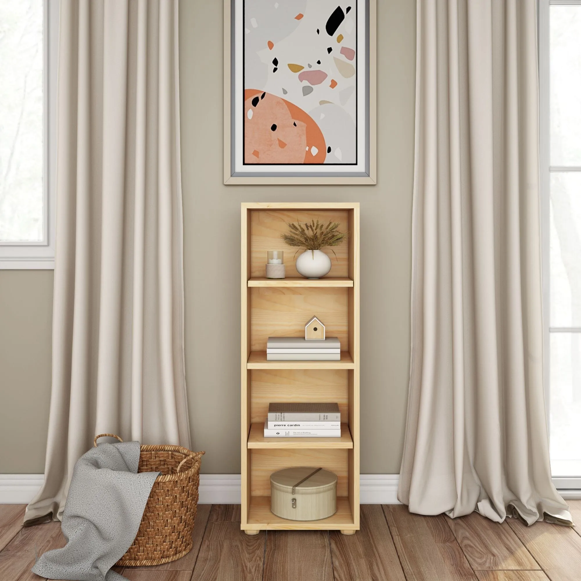 Narrow 4 Shelf Bookcase