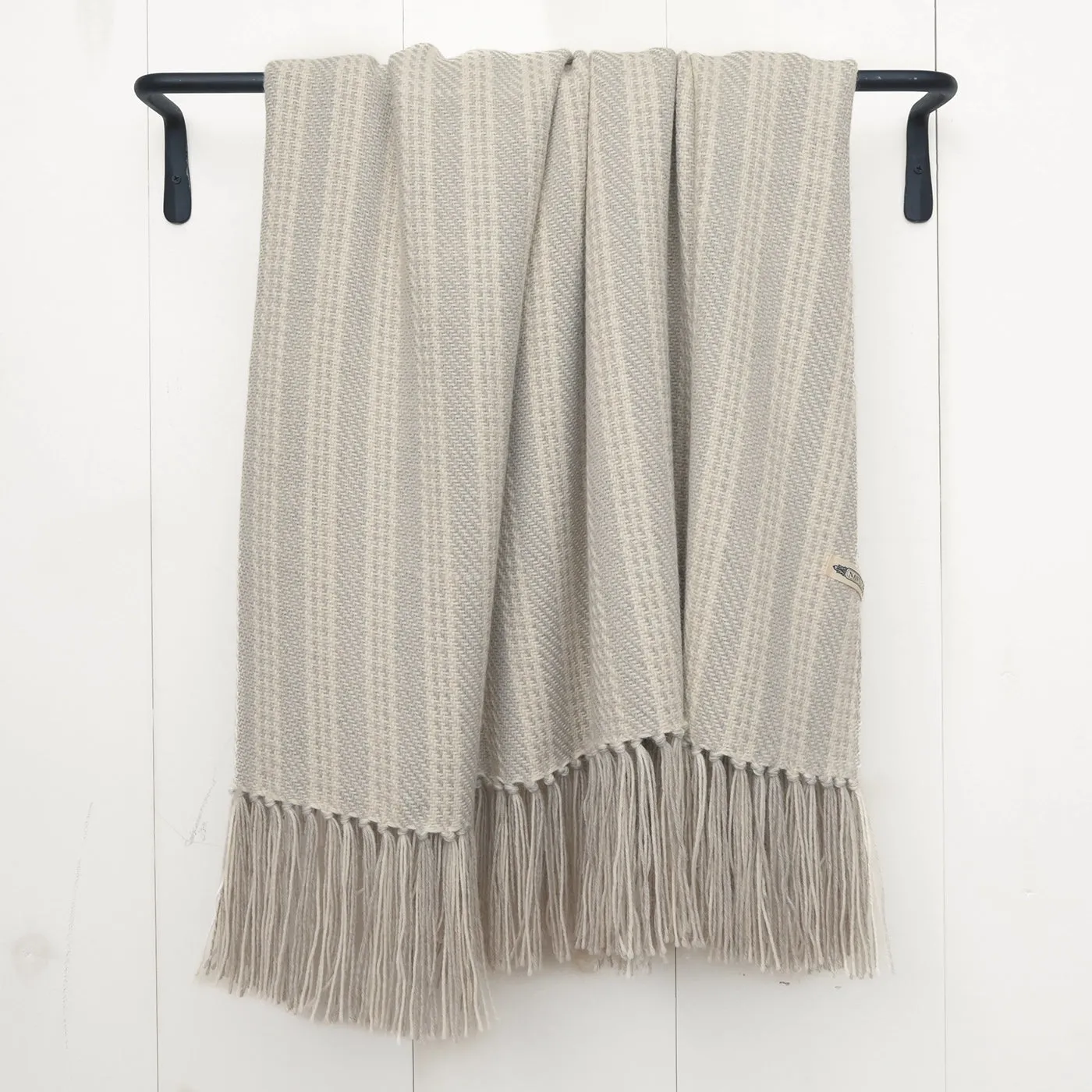 Neutral Pinstripe Handwoven Alpaca Throw