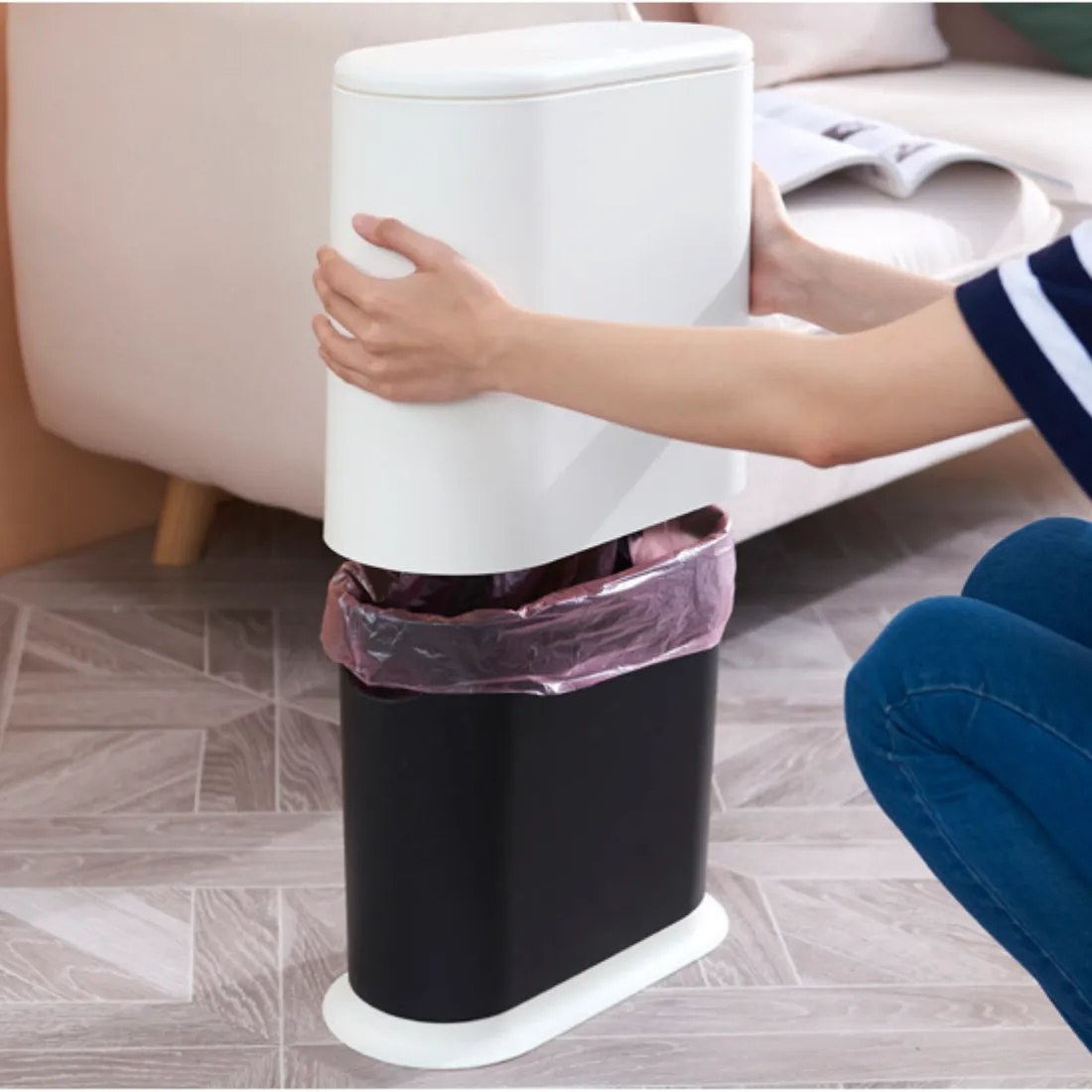 NORDIC Dustbin | Pushpod | Waste Bin | 10L | Multiple Colors | Trash Bin | Kitchen Bin