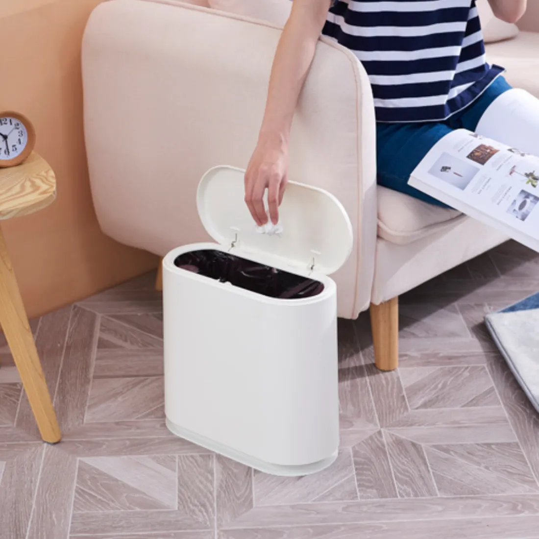 NORDIC Dustbin | Pushpod | Waste Bin | 10L | Multiple Colors | Trash Bin | Kitchen Bin