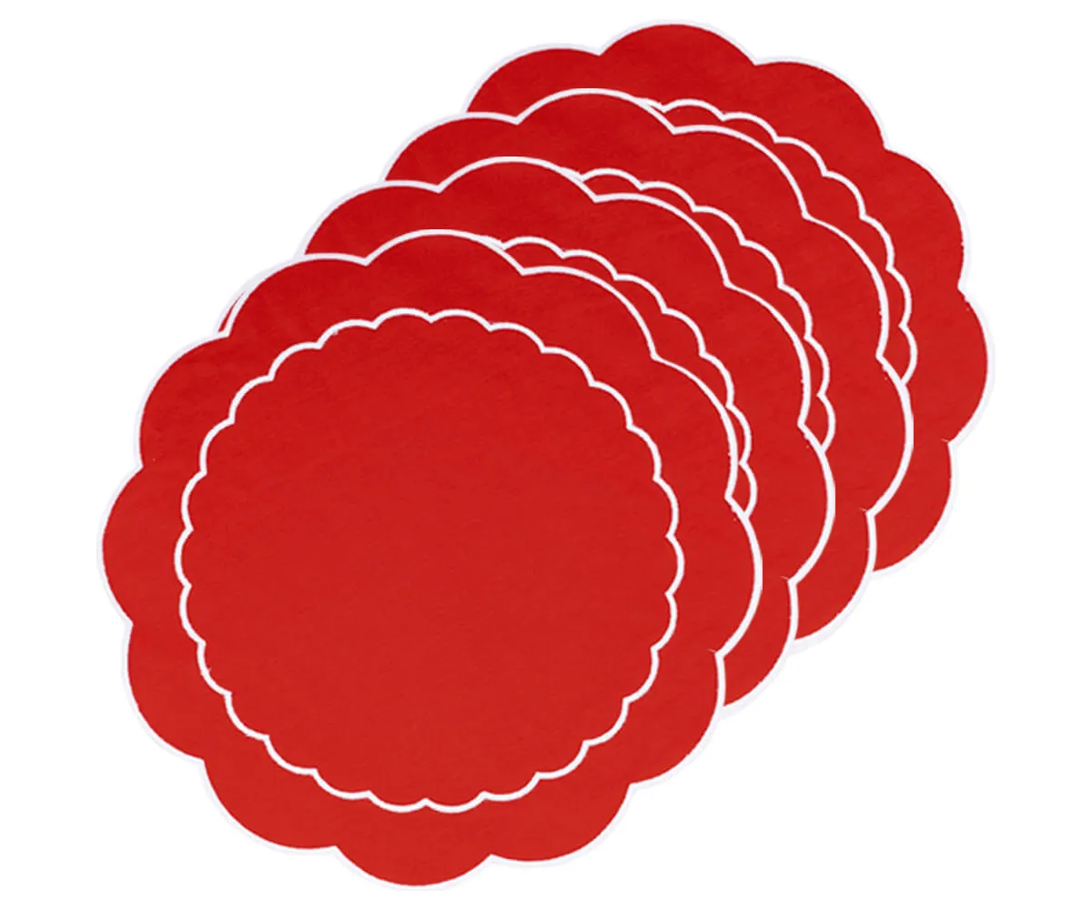 Scalloped Placemats - Round Placemats Set of 4