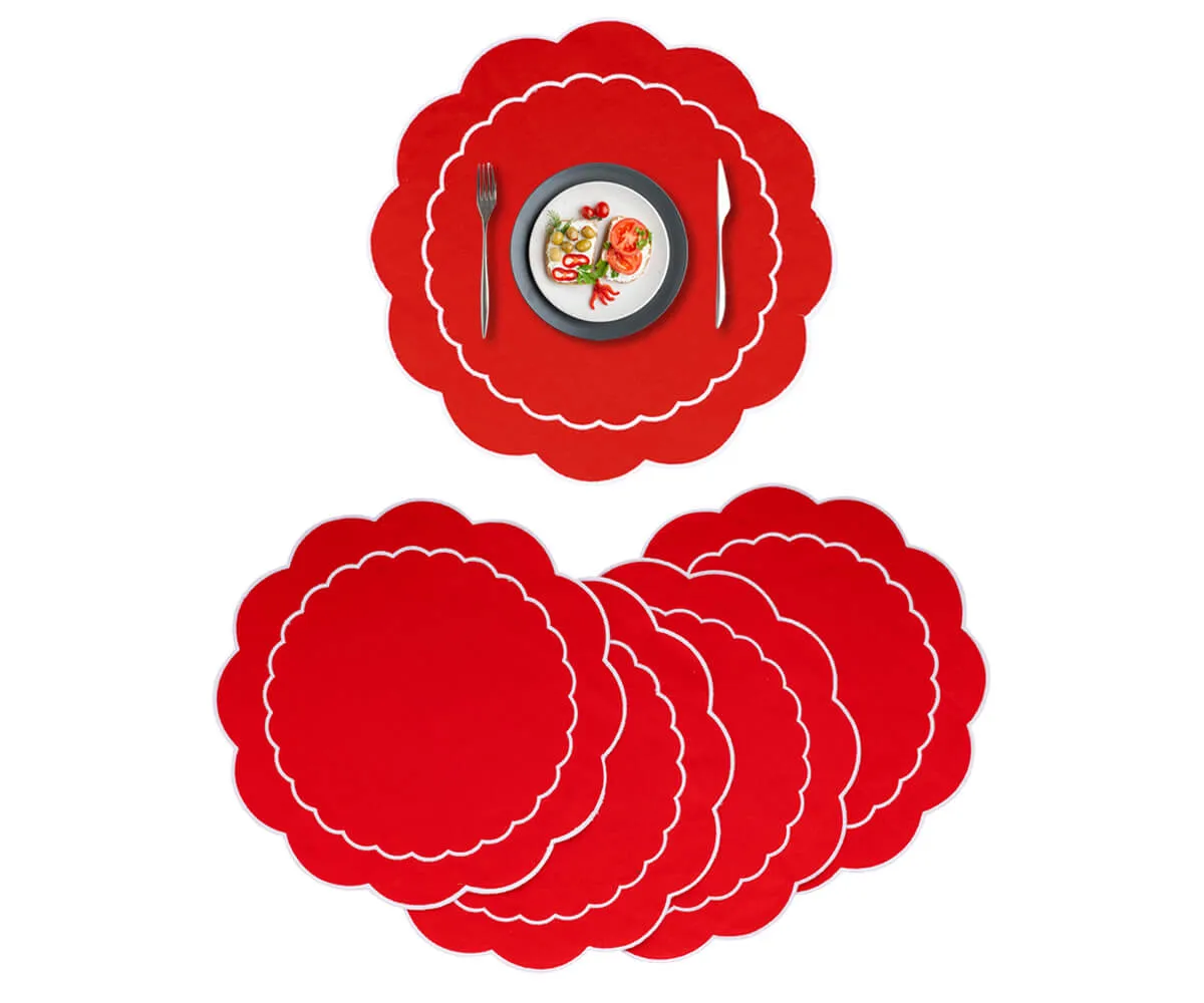 Scalloped Placemats - Round Placemats Set of 4