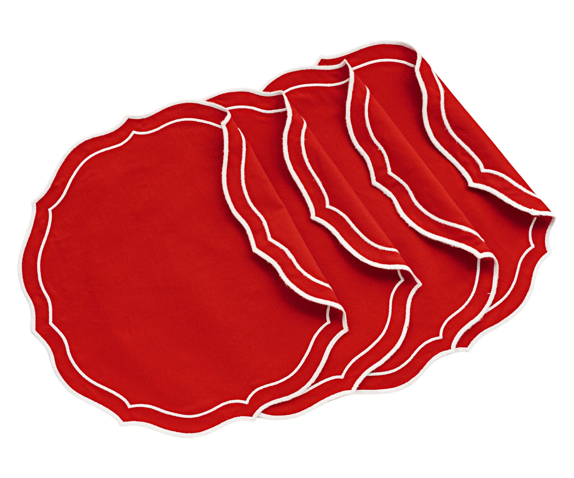 Scalloped Placemats - Round Placemats Set of 4