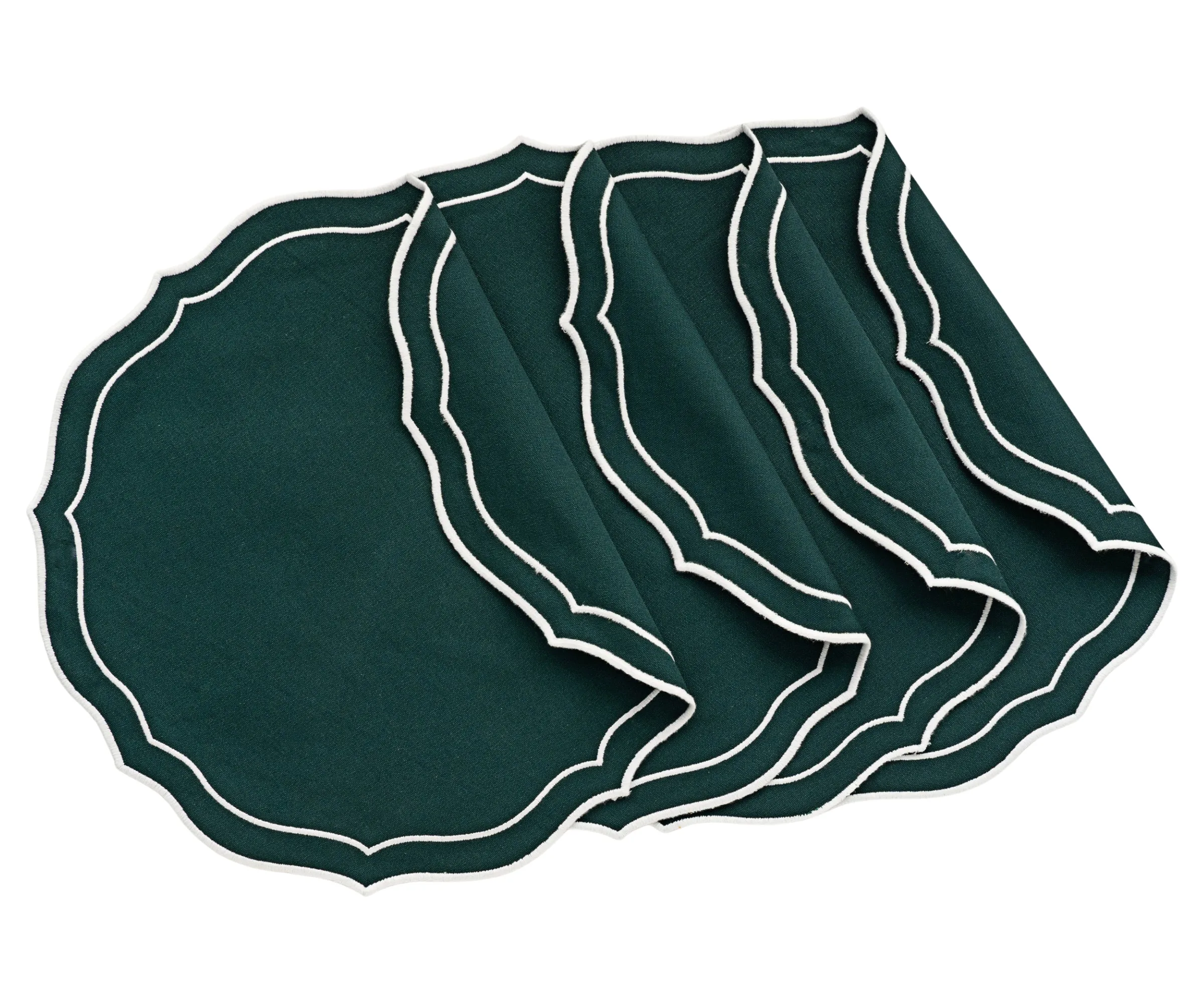 Scalloped Placemats - Round Placemats Set of 4