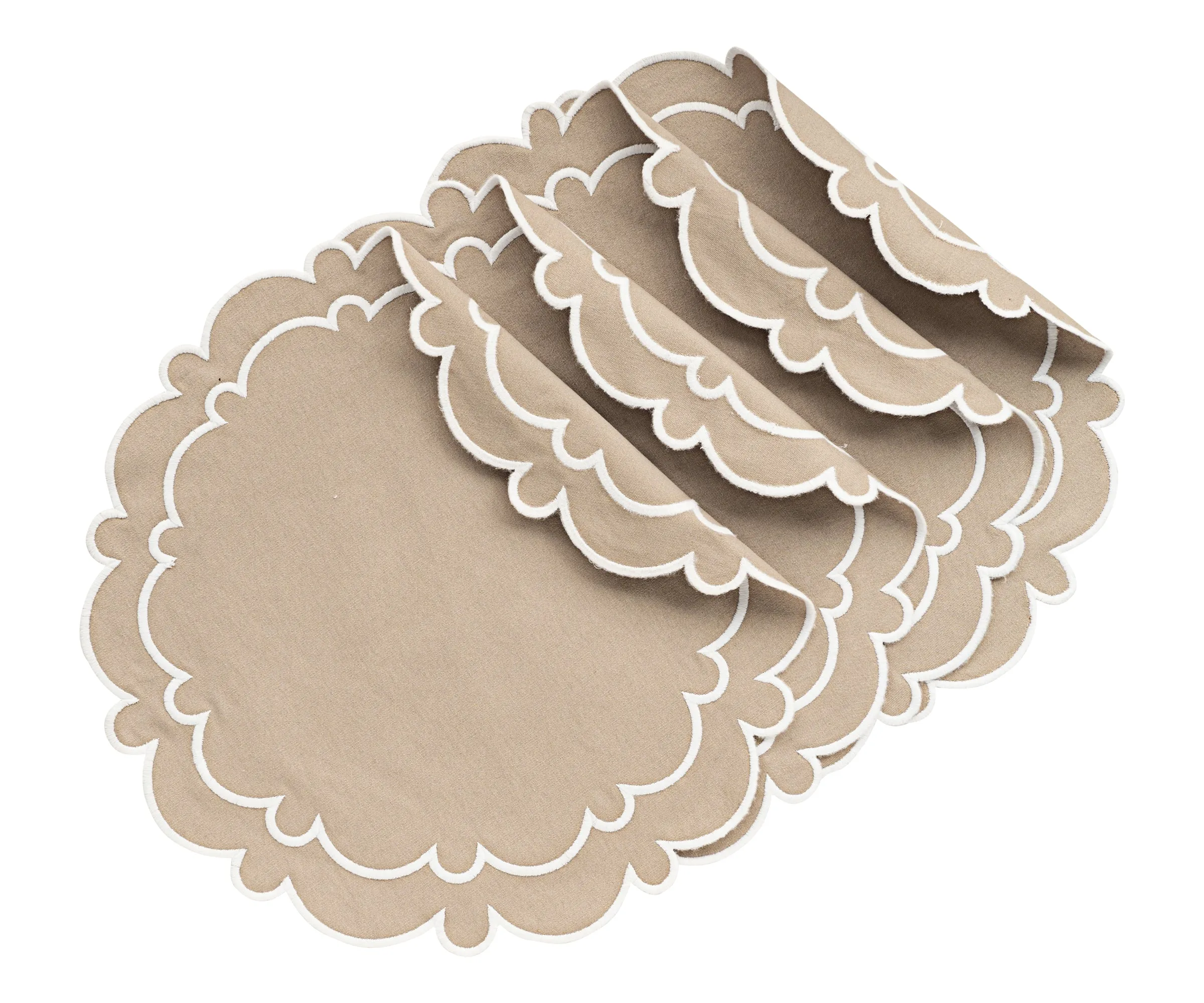 Scalloped Placemats - Round Placemats Set of 4