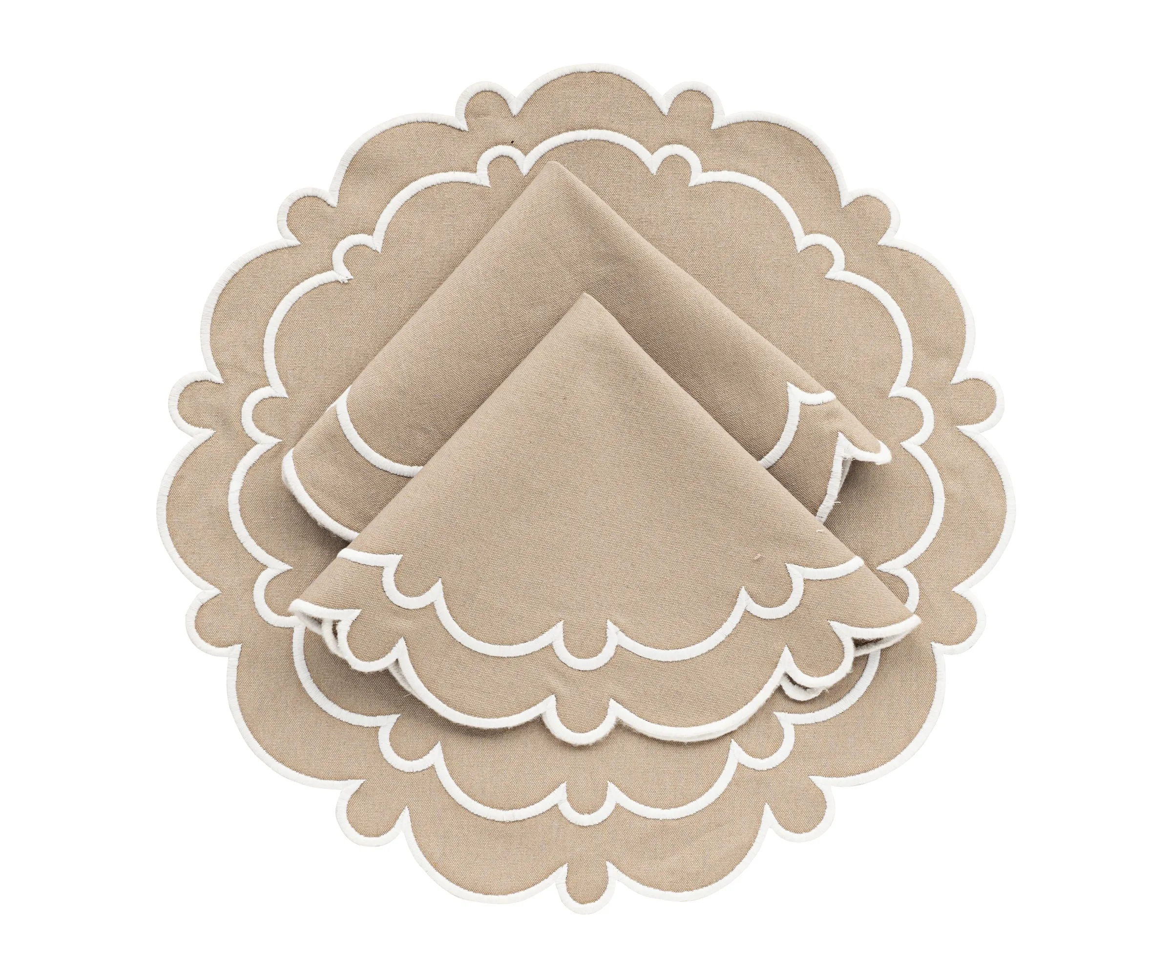Scalloped Placemats - Round Placemats Set of 4