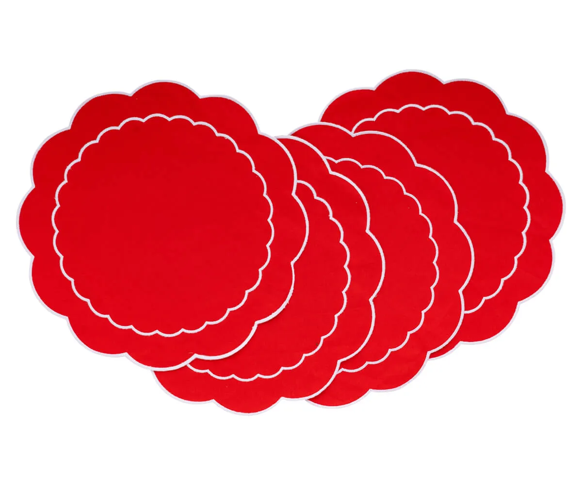 Scalloped Placemats - Round Placemats Set of 4